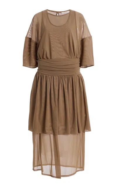 Lemaire Beige Double-layer Dress In Multi