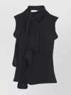 Lemaire Anthracite Grey Wool Asymmetrical Sleeveless Cardigan In Black