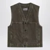 Lemaire Moss Green Denim Vest In Green