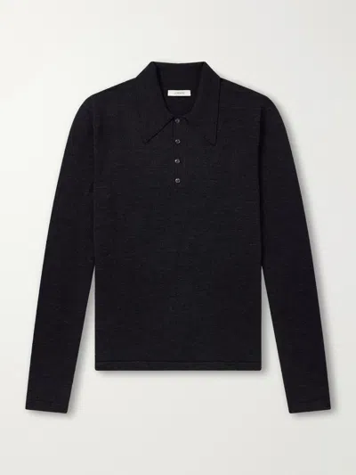 Lemaire Wool Polo Shirt In Black