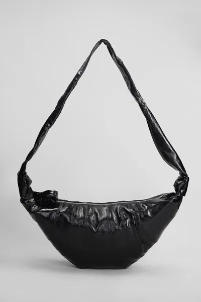 Lemaire Mrdium Croissant Shoulder Bag In Black Cotton