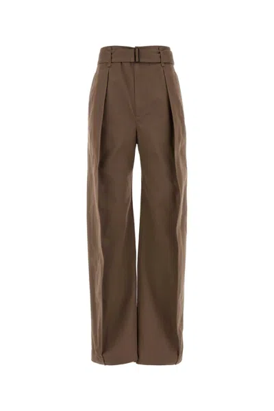 Lemaire Mud Gabardine Palazzo Pant In Brown