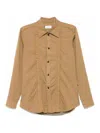 Lemaire Decorative-stitching Shirt In Beige