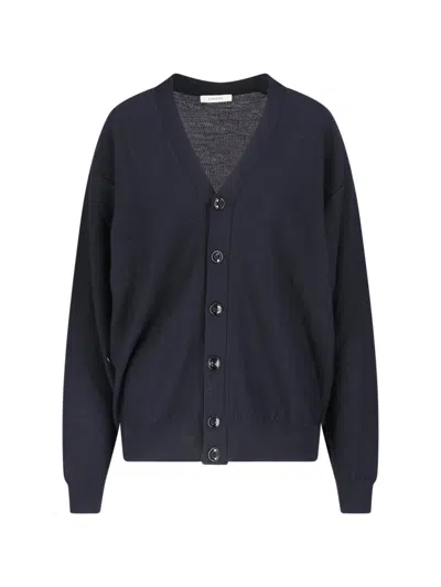 Lemaire Multicolor Check Alpaca-blend Knit Cardigan In Blue