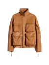 Lemaire Multipocket Leather Jacket In Brown