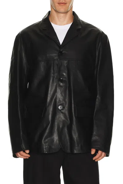 Lemaire Nappa Lamb Leather Sb Jacket In Black