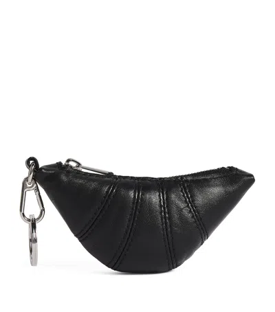 Lemaire Nappa Leather Croissant Keyring In Black