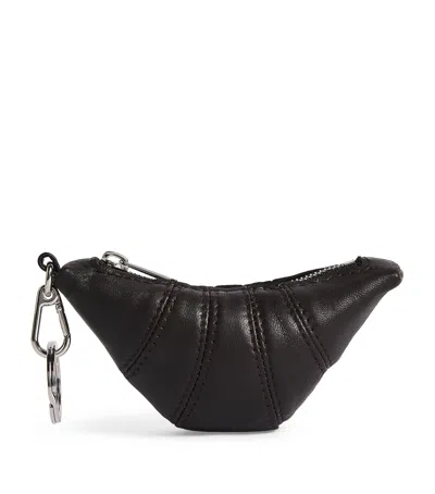 Lemaire Nappa Leather Croissant Keyring In Brown
