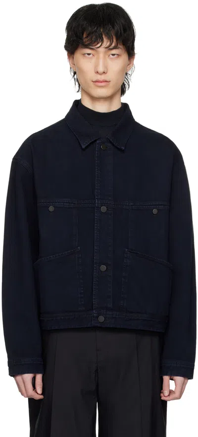 Lemaire Navy 4 Pocket Denim Jacket In Bl803 Midnight Indig