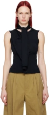 Lemaire Navy Asymmetrical Cardigan In Bl791 Dark Navy