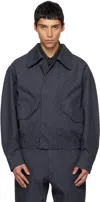 Lemaire Navy Boxy Blouson Jacket In Gray
