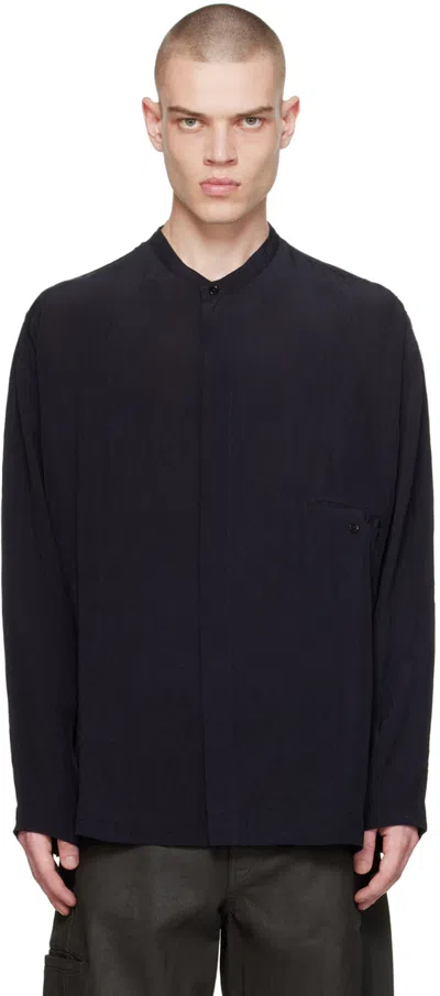 Lemaire Navy Boxy Shirt In Bl791 Dark Navy