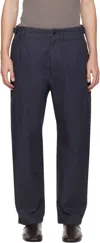 Lemaire Navy Carrot Pants In Blue