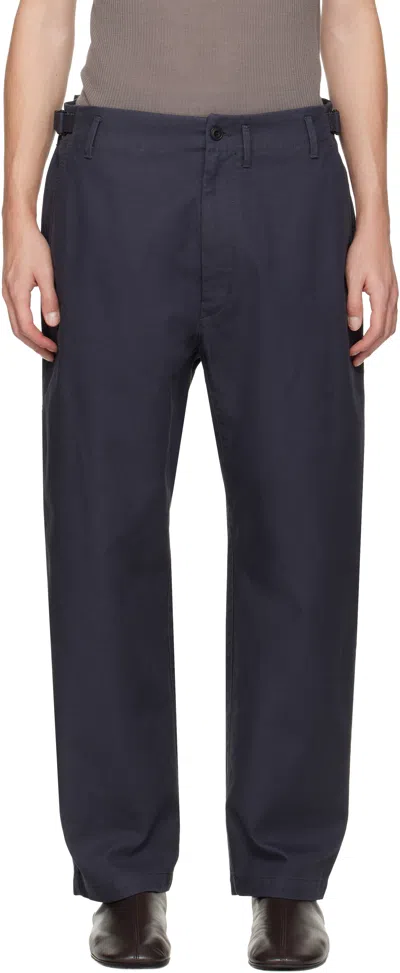 Lemaire Navy Carrot Pants In Blue