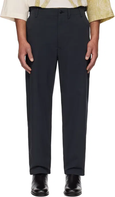 Lemaire Navy Carrot Trousers In Bk959 Zinc