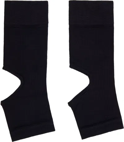 Lemaire Navy Cut-out Rib Gaiter Socks In Black