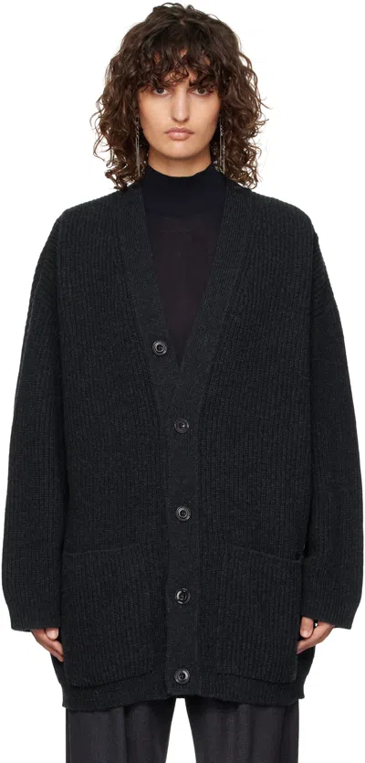 Lemaire Navy Felted Cardi Coat In Bl806 Midnight Navy