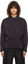 Lemaire Navy Straight Collar Twisted Shirt In Pu890 Midnight
