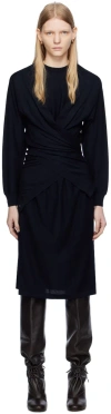 Lemaire Twisted Trompe L'ail Sweater Midi Dress In Bl791 Dark Navy
