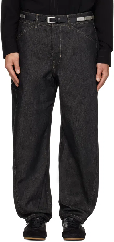 Lemaire Navy Twisted Workwear Jeans In Black