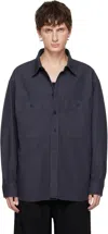 Lemaire Navy Utility Shirt In Blue