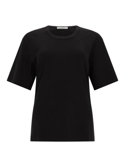 Lemaire Neutrals Rib Loose Fit Crewneck Cotton T-shirt In Black