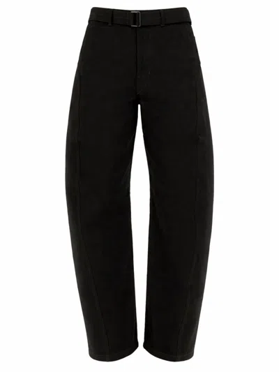 Lemaire Neutrals Twisted High-waisted Cotton Cropped Pants In Black