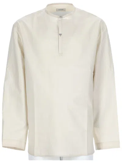 Lemaire Neutrals Vareuse Relaxed Fit Cotton-silk Shirt In White