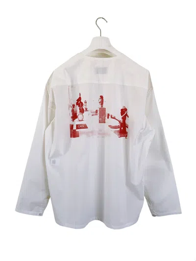 Pre-owned Lemaire New — Ss20 'can' Print Poplin Shirt In White