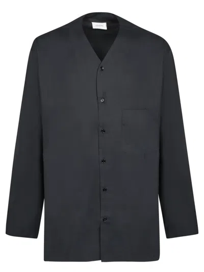 Lemaire Notched Collar Black Bowling Shirt