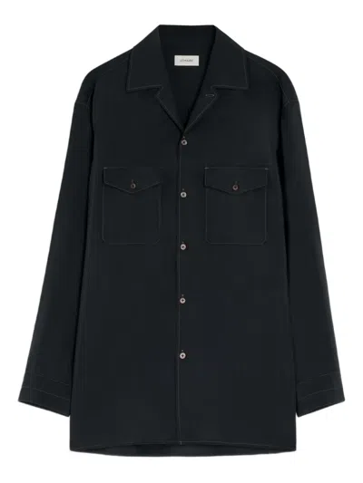 Lemaire Notched-collar Fla-pocket Shirt In Black