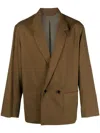 Lemaire Notched-lapel Double-breasted Blazer In Brown