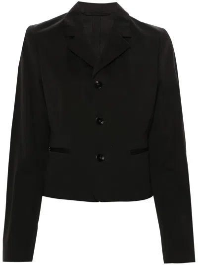Lemaire Notched-lapels Cropped Blazer In Black