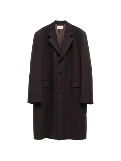 Lemaire Notched-lapel Single-breasted Coat In Brown