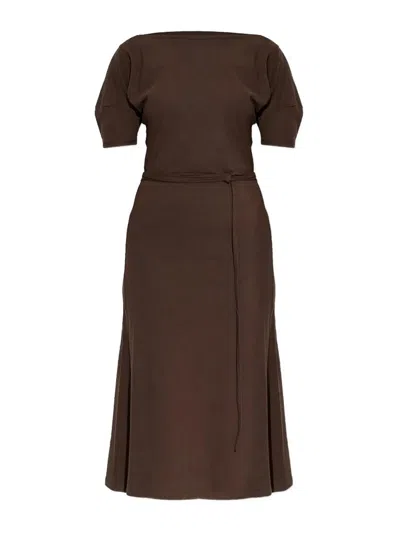 Lemaire Off Shoulder Dress In Brown