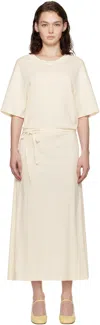 LEMAIRE OFF-WHITE BELTED RIB T-SHIRT MIDI DRESS