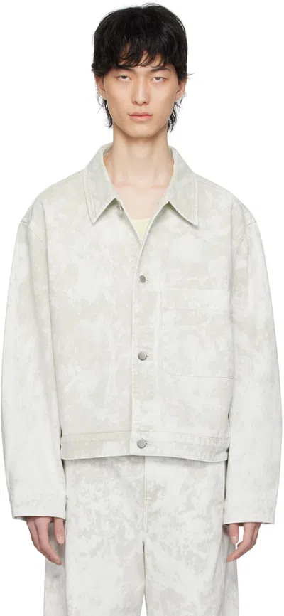 Lemaire Off-white Boxy Denim Jacket In Bk883 Denim Acid Sno