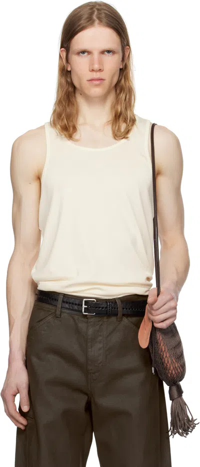 Lemaire Off-white Cotton Tank Top In Wh048 Light Cream