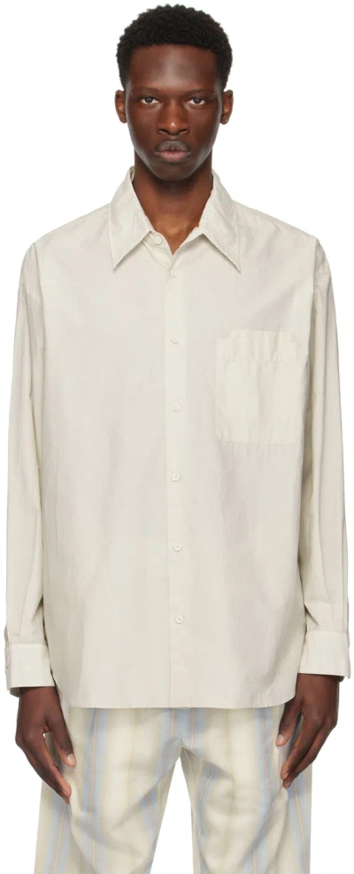 Lemaire Off-white Double Pocket Shirt In Bg199 Pale Mastic