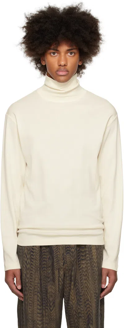 Lemaire Off-white Long Sleeve Turtleneck In Wh048 Light Cream