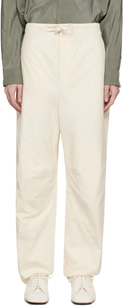 Lemaire Off-white Maxi Trousers In Wh053 Pale Ecru