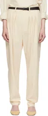 Lemaire Off-white Pleated Tailored Trousers In Bg198 Light Powder