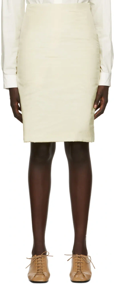 Lemaire Off-white Silk Wadded Skirt In 222 Almond Milk