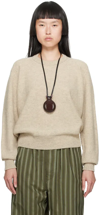 Lemaire Off-white Tilted Sweater In Wh001 Chalk
