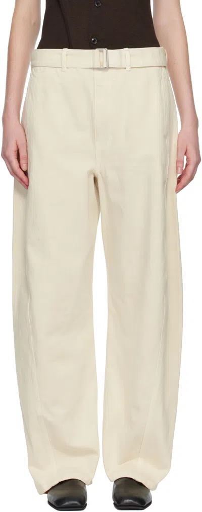 LEMAIRE OFF-WHITE TWISTED BELTED JEANS