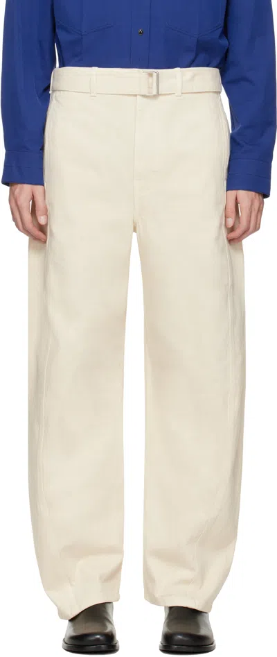 Lemaire Off-white Twisted Belted Jeans In Neutral