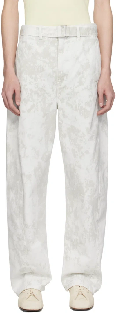 Lemaire Off-white Twisted Belted Jeans In Bk883 Denim Acid Sno
