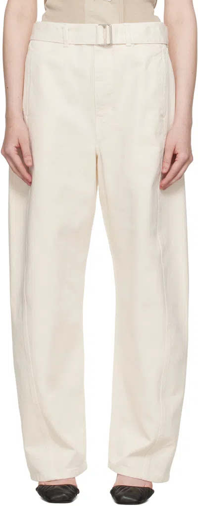 Lemaire Off-white Twisted Belted Jeans In Wh004 Snowy Off Whit
