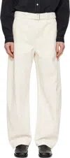 Lemaire Off-white Pleated Carrot Trousers In White