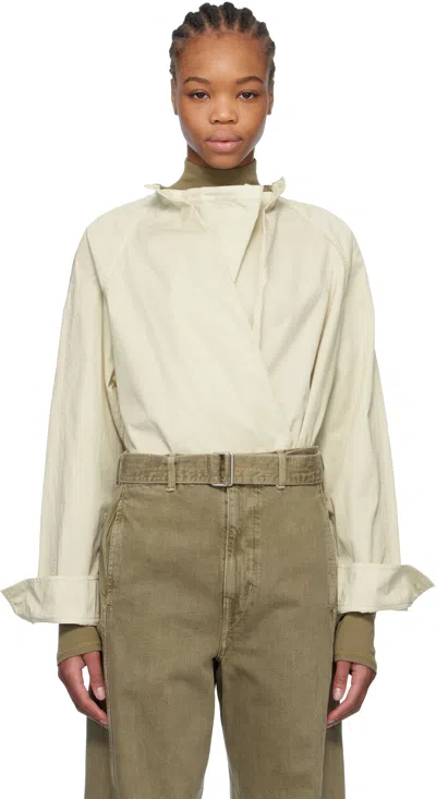 Lemaire Off-white Twisted Blouse In Wh014 Creamy White